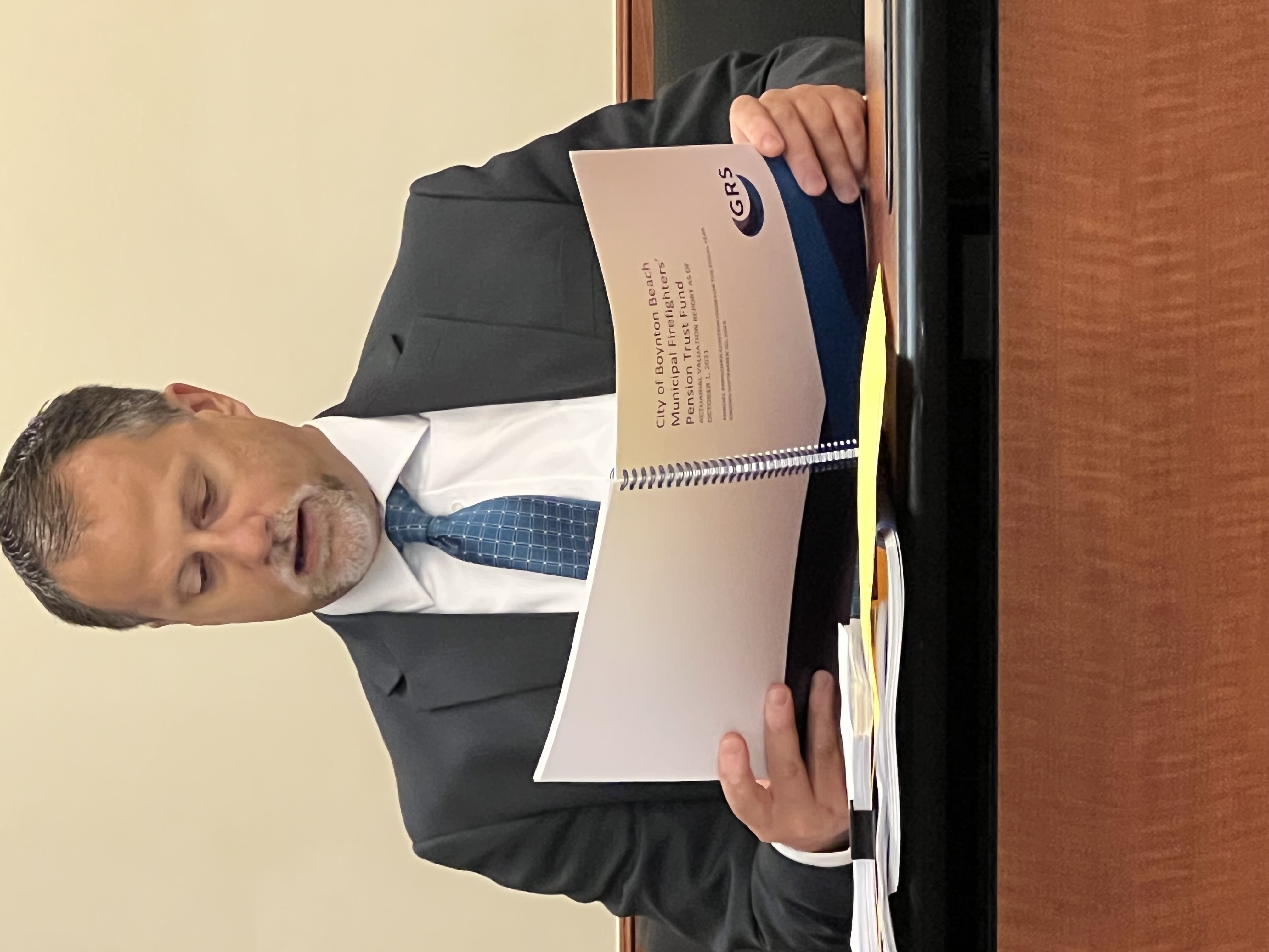 Mr. Pete Strong - Board Actuary, GRS Consulting presented the Actuarial Valuation Report as of October 1, 2021. This report determines the employer's contribution for the fiscal year ending September 30, 2023. Kindly follow this link to review the report: <a href='http://bbffp.org/docs_state/ActuarialValuation/2021_BBFF_ValuationReport.pdf' class='lnkSlider' target='_blank'>Actuarial Valuation Report</a>.